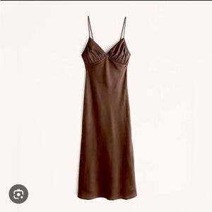 Abercrombie & Fitch Brown Satin Slip Dress
